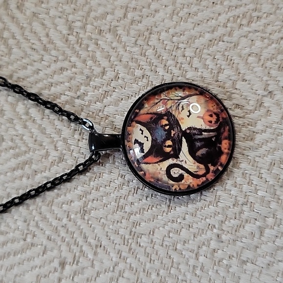 Beyond Adorable Other - Black Cat Halloween Pendant Necklace